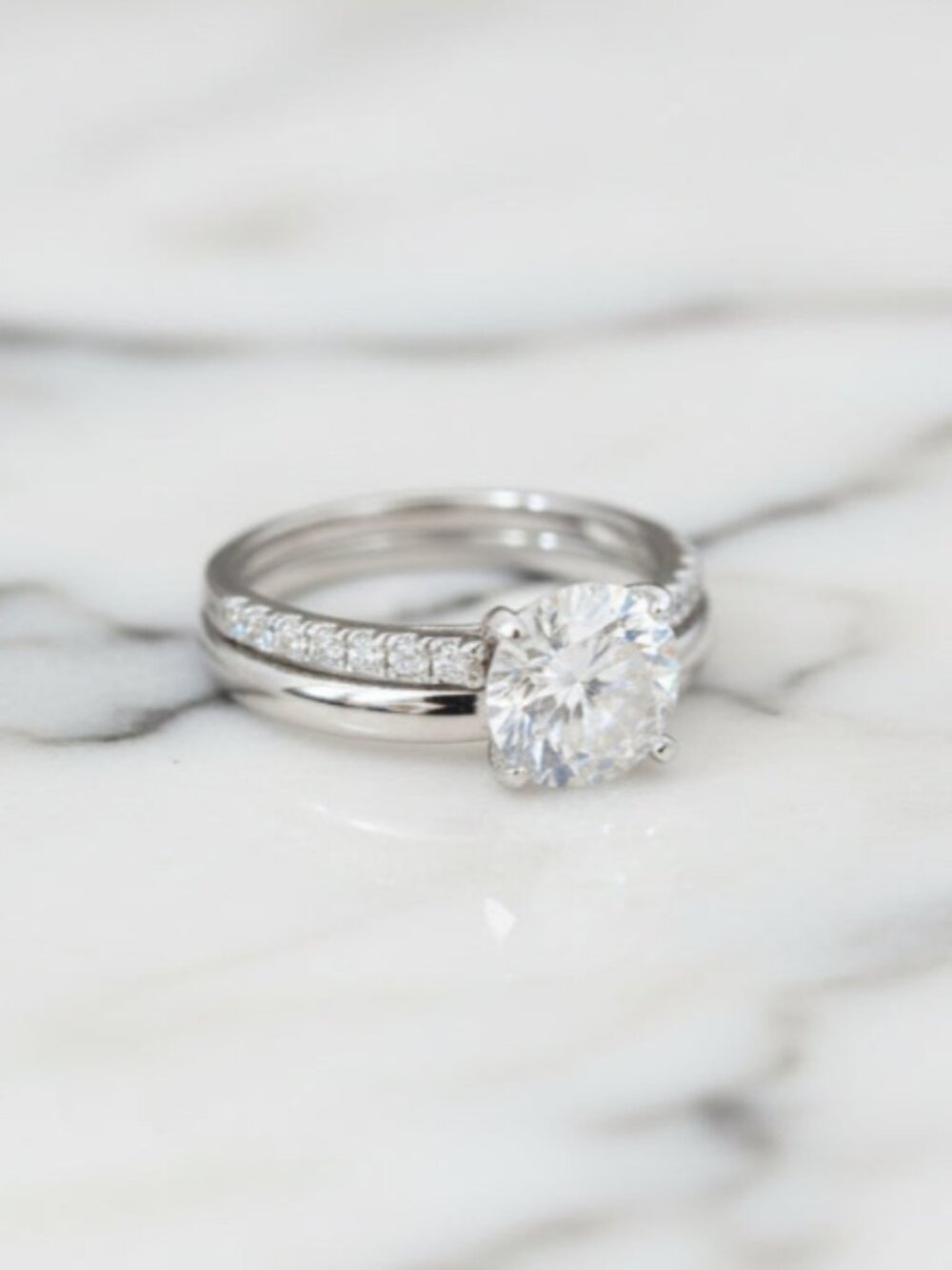 Engagement Ring and Wedding Band, Women's Ring Set, Diamond Ring, Imitation Ring